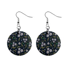 Folk Flowers Pattern Floral Surface Design Mini Button Earrings by Eskimos