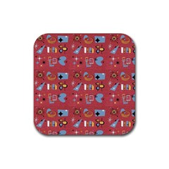 50s Small Print Rubber Coaster (square)  by NerdySparkleGoth
