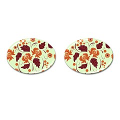 Folk Flowers Pattern Cufflinks (oval) by Eskimos