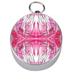 Magenta Symmetry Iv Silver Compasses by kaleidomarblingart