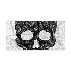 Black Skull On White Yoga Headband by AnkouArts
