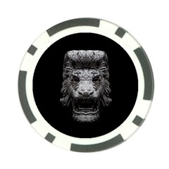 Creepy Lion Head Sculpture Artwork 2 Poker Chip Card Guard by dflcprintsclothing