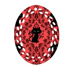 Cat Pattern Oval Filigree Ornament (two Sides) by NerdySparkleGoth