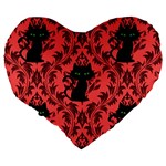 Cat Pattern Large 19  Premium Heart Shape Cushions Back