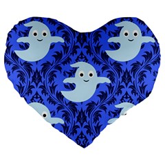 Ghost Pattern Large 19  Premium Heart Shape Cushions by NerdySparkleGoth