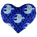 Ghost Pattern Large 19  Premium Heart Shape Cushions Back