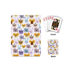 Funny Animal Faces With Glasses On A White Background Playing Cards Single Design (mini) by SychEva