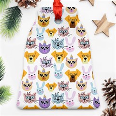 Funny Animal Faces With Glasses On A White Background Ornament (bell) by SychEva
