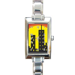 Skyline-city-building-sunset Rectangle Italian Charm Watch by Sudhe