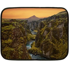 Landscape-cannon-river-mountain Fleece Blanket (mini) by Sudhe