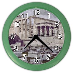 Erechtheum Temple, Athens, Greece Color Wall Clock by dflcprintsclothing