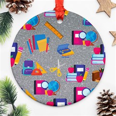 80s And 90s School Pattern Ornament (round) by NerdySparkleGoth
