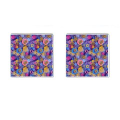 Multicolored Splashes And Watercolor Circles On A Dark Background Cufflinks (square) by SychEva