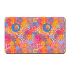 Multicolored Splashes And Watercolor Circles On A Dark Background Magnet (rectangular) by SychEva