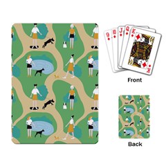 Girls With Dogs For A Walk In The Park Playing Cards Single Design (rectangle) by SychEva