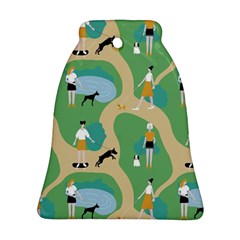 Girls With Dogs For A Walk In The Park Bell Ornament (two Sides) by SychEva