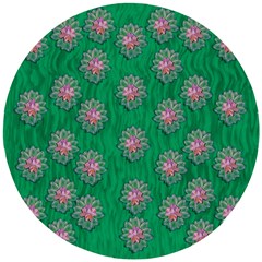 Lotus Bloom In The Blue Sea Of Peacefulness Wooden Puzzle Round by pepitasart