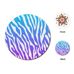 White Tiger Purple & Blue Animal Fur Print Stripes Playing Cards Single Design (round) by Casemiro