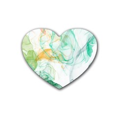 Green And Orange Alcohol Ink Heart Coaster (4 Pack)  by Dazzleway