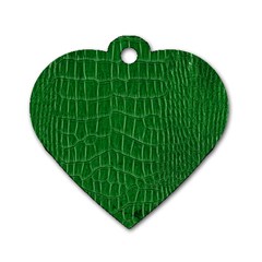 Crocodile Leather Green Dog Tag Heart (two Sides) by skindeep