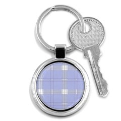 Lighblu Plaid Key Chain (round) by snowwhitegirl