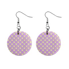 Yellow Hearts On A Light Purple Background Mini Button Earrings by SychEva