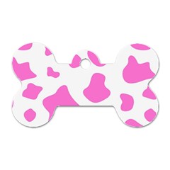 Pink Cow Spots, Large Version, Animal Fur Print In Pastel Colors Dog Tag Bone (one Side) by Casemiro