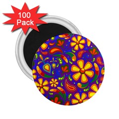 Gay Pride Rainbow Floral Paisley 2 25  Magnets (100 Pack)  by VernenInk