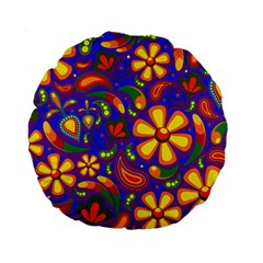 Gay Pride Rainbow Floral Paisley Standard 15  Premium Round Cushions by VernenInk