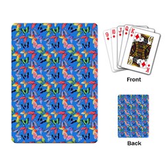 Multicolored Butterflies Fly On A Blue Background Playing Cards Single Design (rectangle) by SychEva