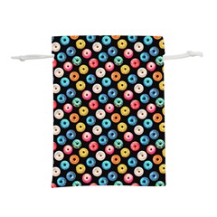 Multicolored Donuts On A Black Background Lightweight Drawstring Pouch (l) by SychEva