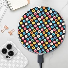 Multicolored Donuts On A Black Background Wireless Charger by SychEva
