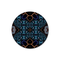 Blue Pattern Rubber Coaster (round) by Dazzleway