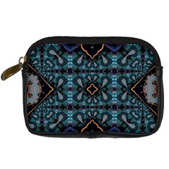 Blue Pattern Digital Camera Leather Case by Dazzleway