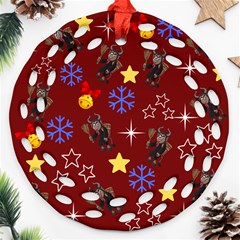 Krampus Kawaii Red Ornament (round Filigree) by NerdySparkleGoth