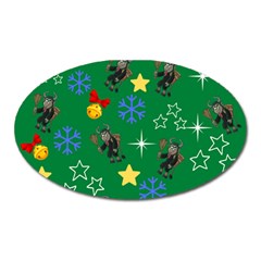 Krampus Kawaii Green Oval Magnet by NerdySparkleGoth