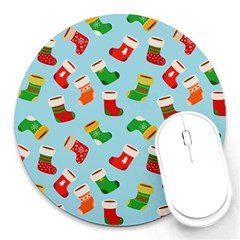 Christmas Socks Round Mousepads by SychEva