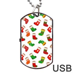 Christmas Socks  Dog Tag Usb Flash (two Sides) by SychEva