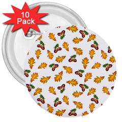 Oak Leaves And Acorns 3  Buttons (10 Pack)  by SychEva