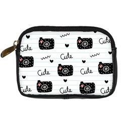 Cute Cameras Doodles Hand Drawn Digital Camera Leather Case by Sapixe