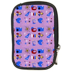 Pink 50s Pattern Compact Camera Leather Case by NerdySparkleGoth