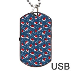 Blue Christmas Hats Dog Tag Usb Flash (one Side) by SychEva