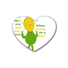 Lemon Over Pear Rubber Coaster (heart) by LemonPear