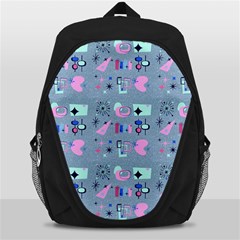 50s Diner Print Blue Backpack Bag by NerdySparkleGoth