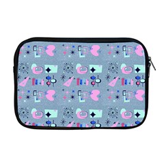 50s Diner Print Blue Apple Macbook Pro 17  Zipper Case by NerdySparkleGoth