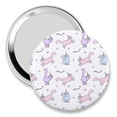 Unicorn Cats Pattern 2 3  Handbag Mirrors by Littlebird