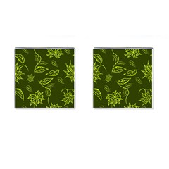 Folk Flowers Print Floral Pattern Ethnic Art Cufflinks (square) by Eskimos