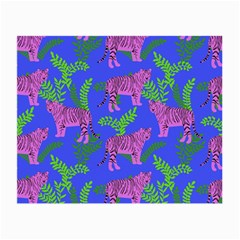 Pink Tigers On A Blue Background Small Glasses Cloth by SychEva