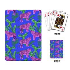Pink Tigers On A Blue Background Playing Cards Single Design (rectangle) by SychEva