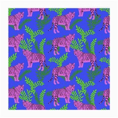 Pink Tigers On A Blue Background Medium Glasses Cloth (2 Sides) by SychEva